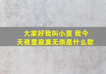 大家好我叫小莫 我今天夜里寂寞无奈是什么歌